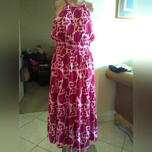 BNWT MAXI DRESS BY MAIJIE  FLORALS RED AND PINK SZ. SM CINCHED WAIST NORDSTROM